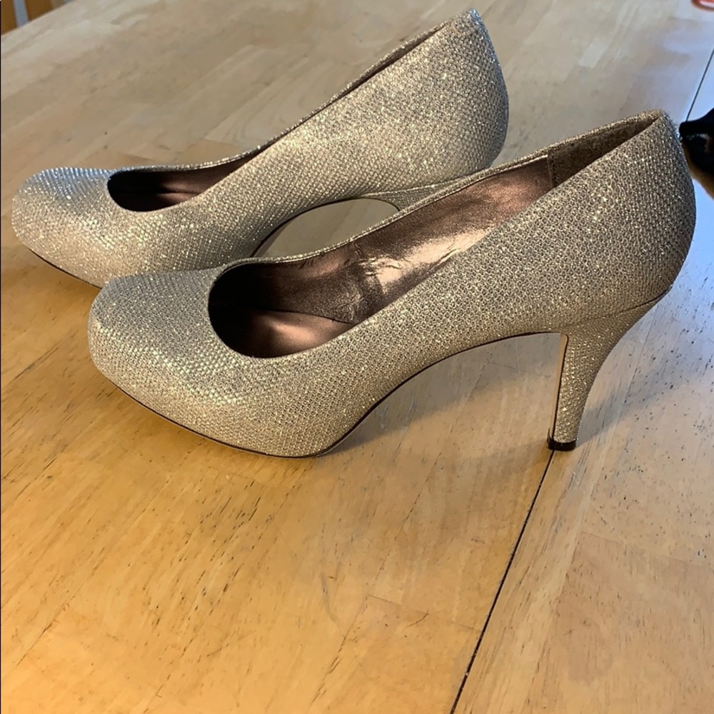 Madden girl silver glitter heels